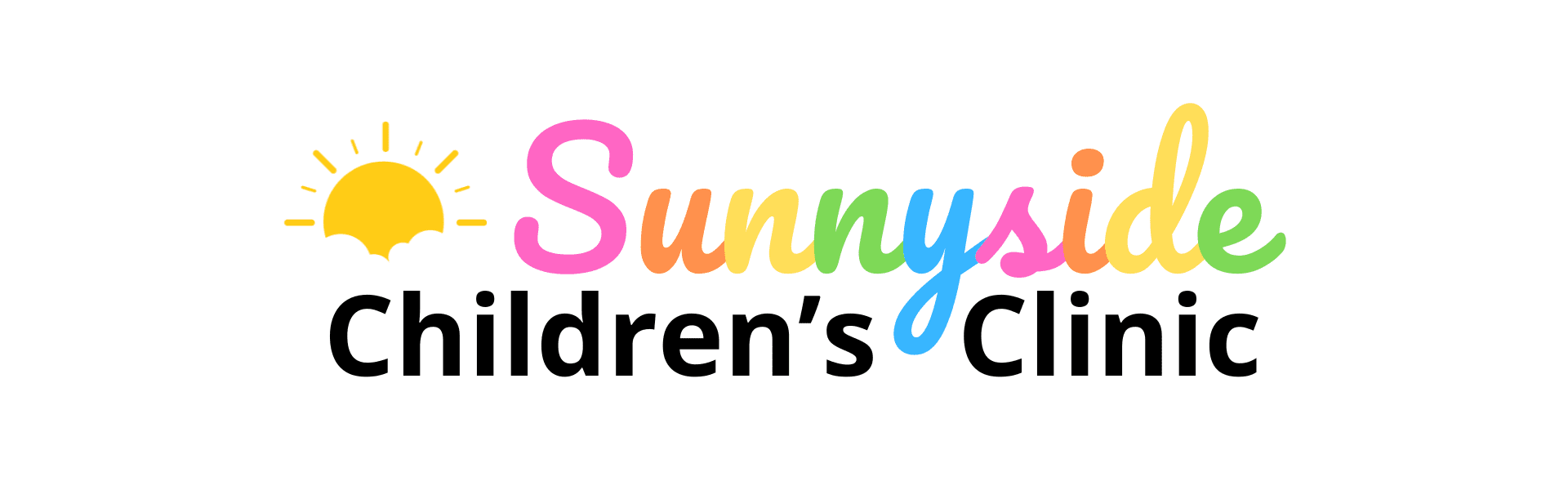 Sunnyside Children’s Clinic banner with colorful logo